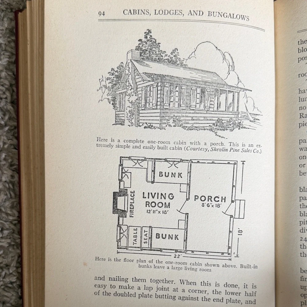 How to Build Cabins, Lodges & Bungalows - Red Hardcover